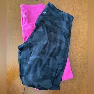 Lululemon bundle hot pink and black camo size 8